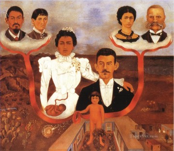 Frida Kahlo Painting - My Grandparents My Parents and Me feminism Frida Kahlo